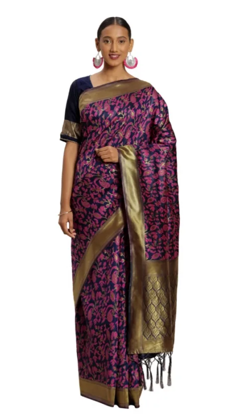 Women's Banarasi silk Saree with Blouse (Multi, 5-6mtr)