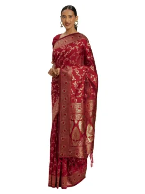 Women's Banarasi Silk Saree (Red,5-6 Mtrs)