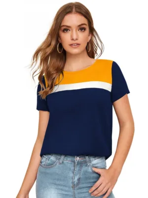 Women's Polyester, Knitting Western Wear T-Shirt (Yellow)