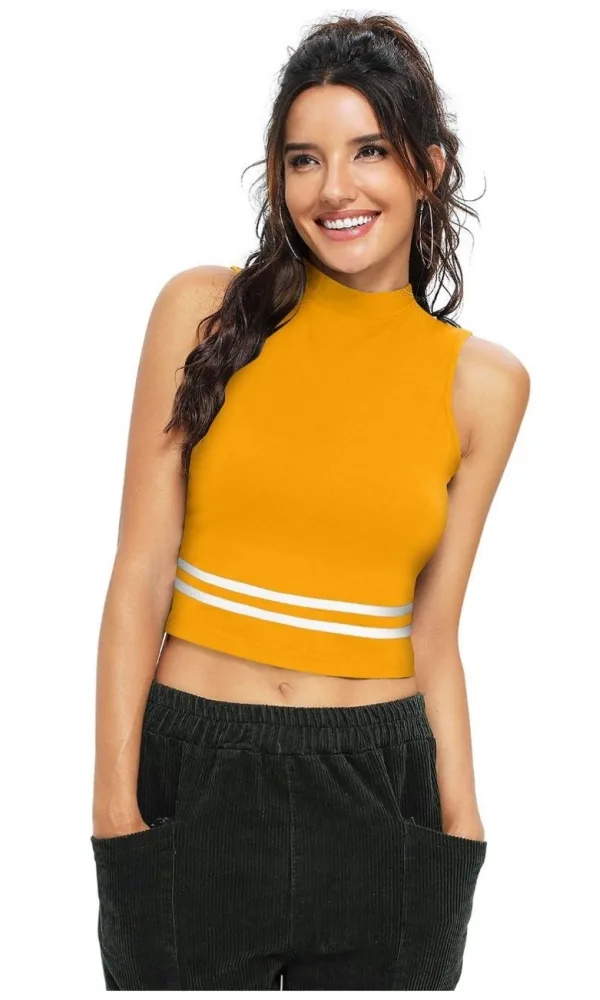Women's Polyester, Knitting Western Wear Tops (Yellow)