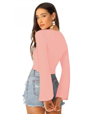 Women's 95% Polyester 5% Spandex Western Wear Tops (Peach)