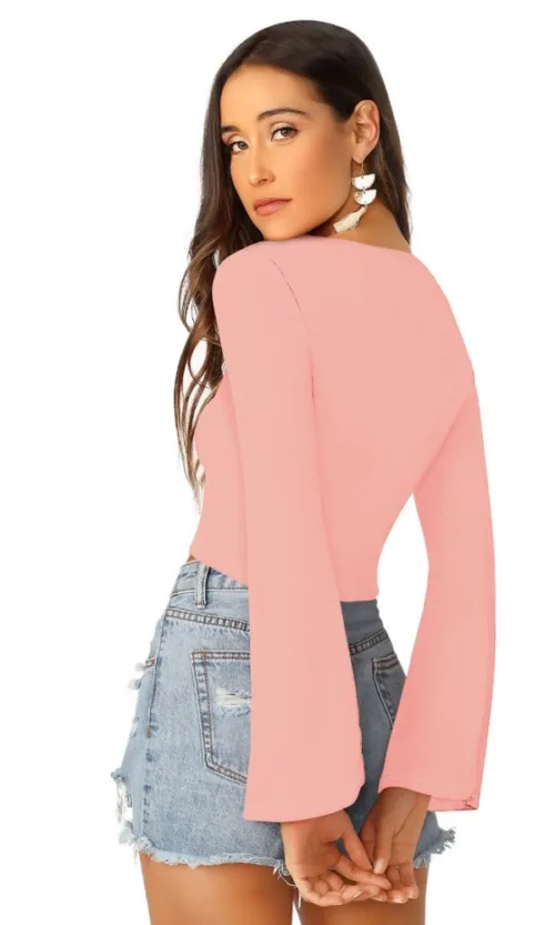 Women's 95% Polyester 5% Spandex Western Wear Tops (Peach)