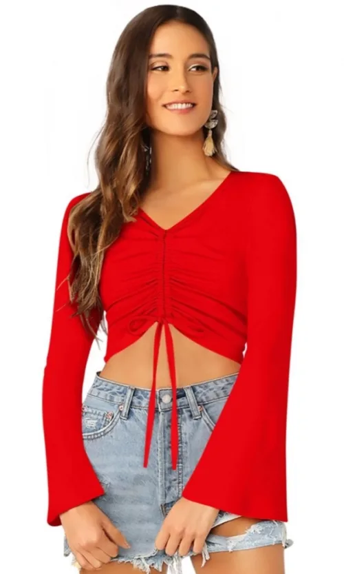 Women's 95% Polyester 5% Spandex Western Wear Tops (Red)
