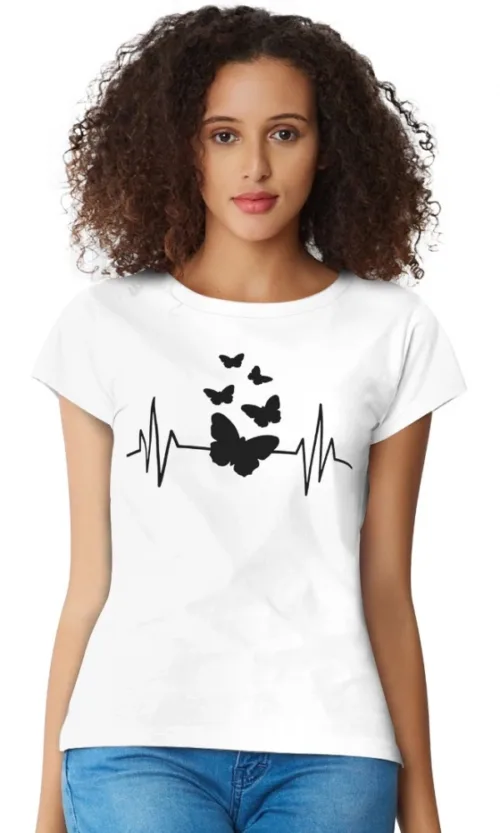Women's Cotton Western Wear T Shirt (White)