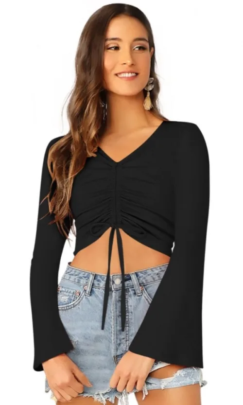 Women's 95% Polyester 5% Spandex Western Wear Tops (Black)