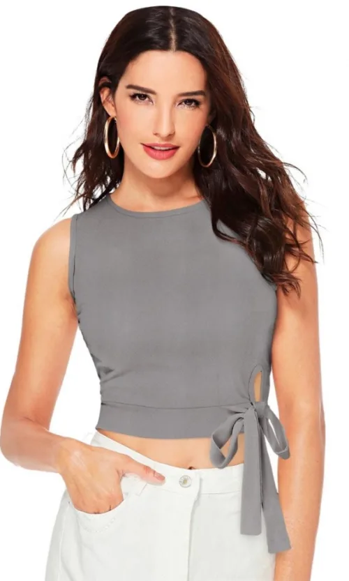 Women's 95% Polyester 5% Spandex Western Wear Tops (Grey)