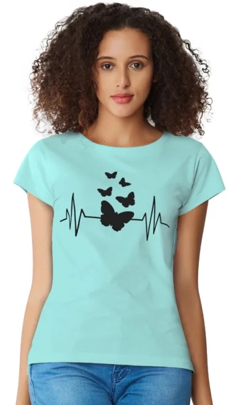 Women's Cotton Western Wear T Shirt (C Green)
