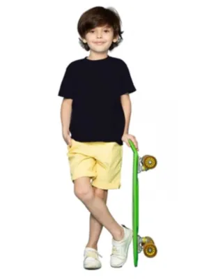 Boys Cotton Plain Half Sleeve TShirt (Black)