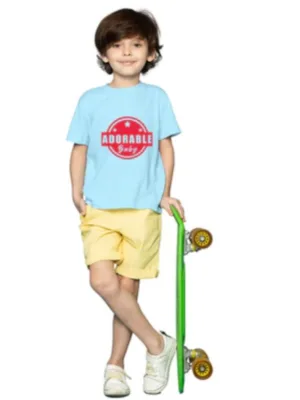 Boys Cotton Adorable Baby Half Sleeve TShirt (Sky Blue)