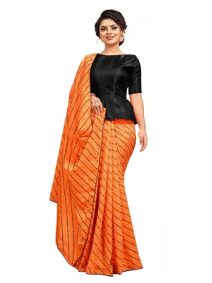 Women's Vichitra Saree with Blouse (Orange, 5-6 Mtrs)