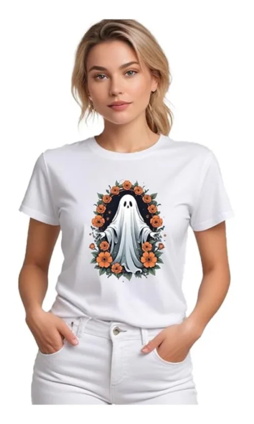 Women's Polyester Solid Printed Round Neck Half Sleeve T-shirt (White)
