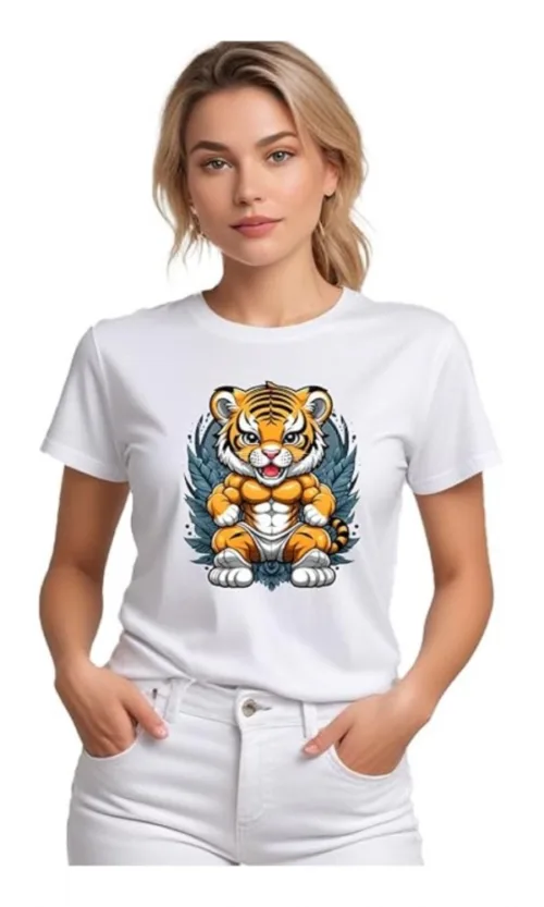 Women's Polyester Solid Printed Round Neck Half Sleeve T-shirt (White)