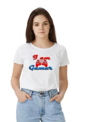 Women's Polyester Solid Printed Round Neck Half Sleeve T-shirt (White)