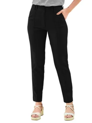 Women's Polyester Solid With Pocket Pant (Black)