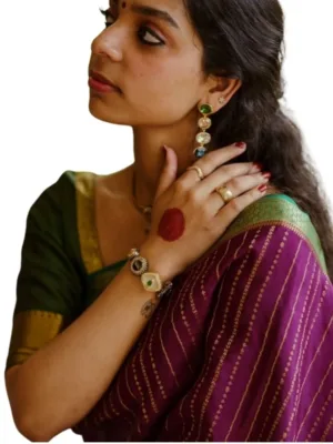 Women's Silk Printed Saree With Unstitched Blouse 5.5Mtr (Wine)