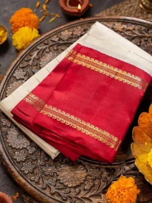 Women's Silk Printed Saree With Unstitched Blouse 5.5Mtr (Off White)