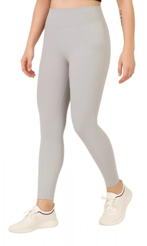 Women's Polyester Solid Ankle length High Waisted Tights (Grey)