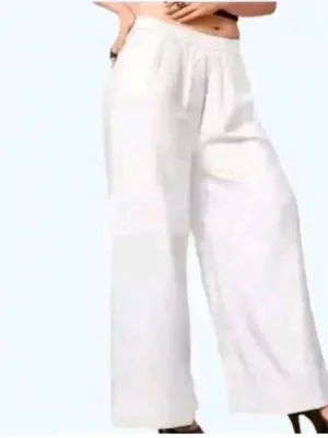 Women's Casual Rayon Solid Ankle Length Palazzo (White, Free Size)