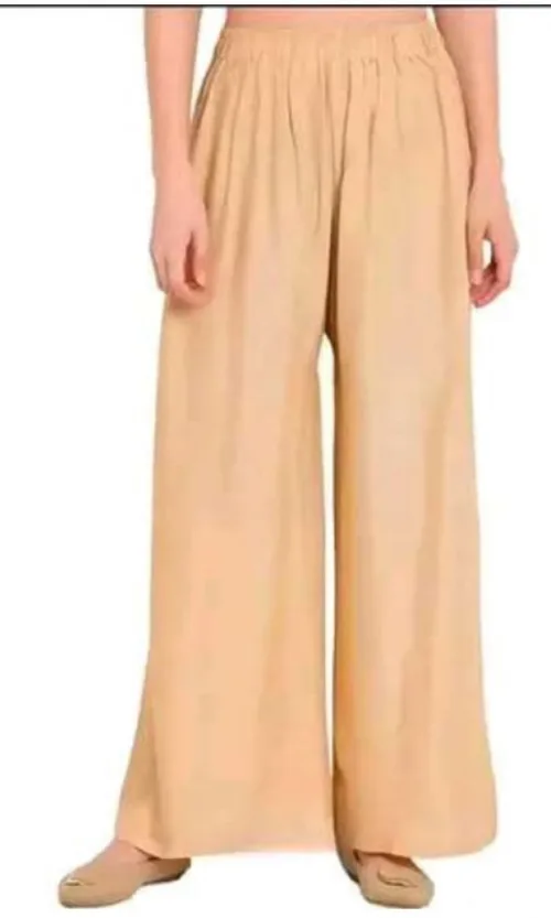 Women's Casual Rayon Solid Ankle Length Palazzo (Golden , Free Size)