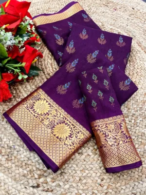 Women's Digital Dolla Silk Printed Saree With Unstitched Blouse 5.5Mtr (Purple)
