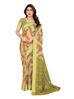 Women's Georgette Printed Saree With Unstitched Blouse 5.5Mtr (Multicolor)