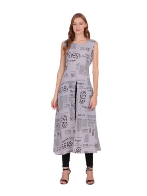 Women's Casual Crepe Sleeveless Slit Dress (Light Grey)