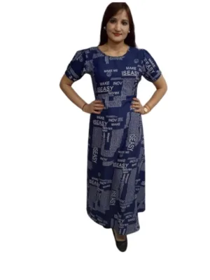 Women's Casual Crepe Half Sleeves Dress (Blue)