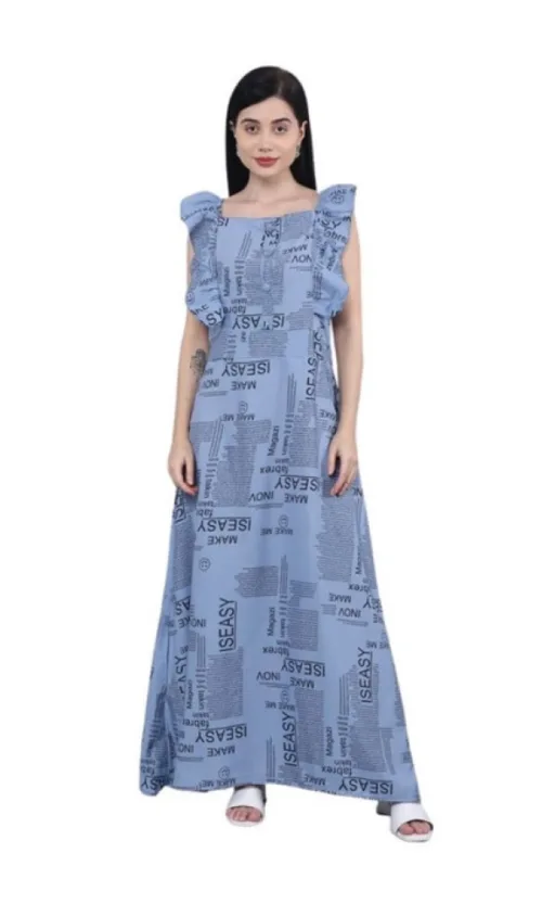 Women's Casual Crepe Sleeveless Dress (Grey)