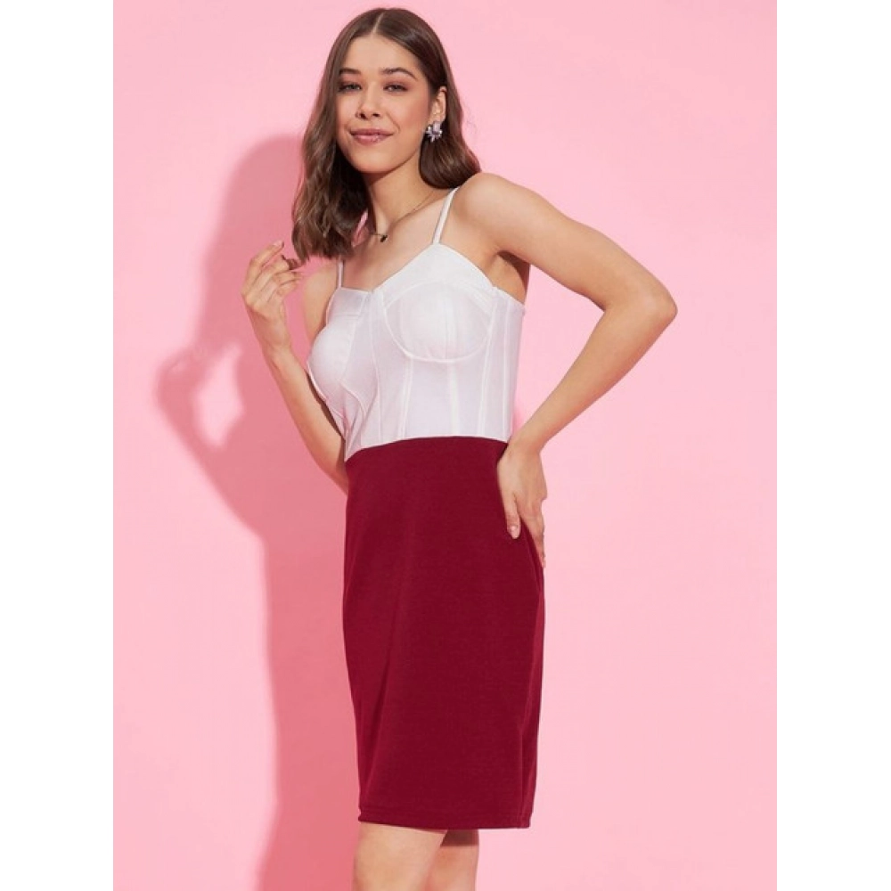 PID-65372-Women-s-Polyester-Lycra-Color-Blocking-Shoulder-Straps-Dress-White-Maroon-3-1000×1000-1.webp