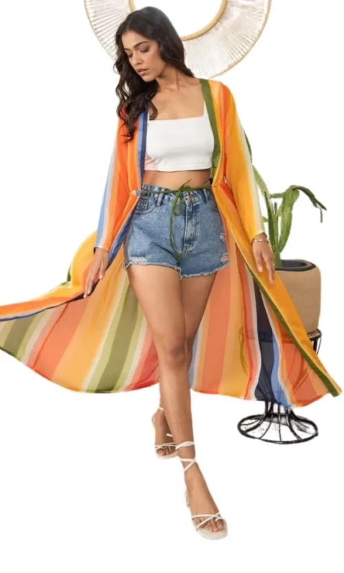 Women's Polyester Crepe Printed Long Sleeves Shrug (Multicolor)