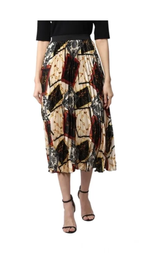 Women's Satin Pleated Elasticated Skirt (Multicolor)