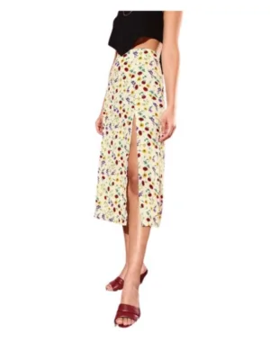 Women's Polyester Floral Side Zip Skirt (Multicolor)
