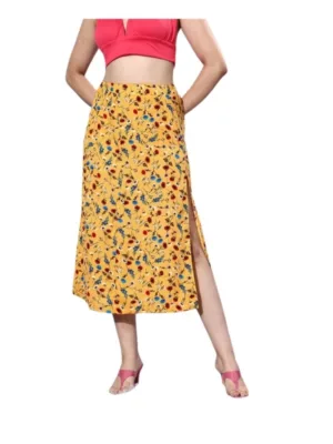 Women's Polyester Floral Side Zip Skirt (Multicolor)