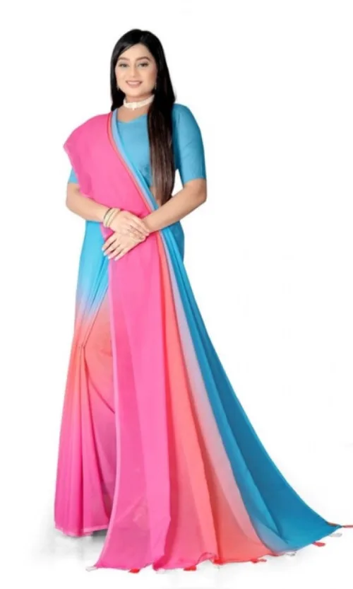 Women's Georgette Floral Printed Saree With Unstitched Blouse 5.5Mtr (Multicolor)
