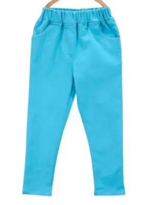 Girl's Denim Solid Elasticated Jeggings cum Jeans (Blue)